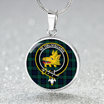 Campbell Modern 2 Tartan Crest Circle Necklace