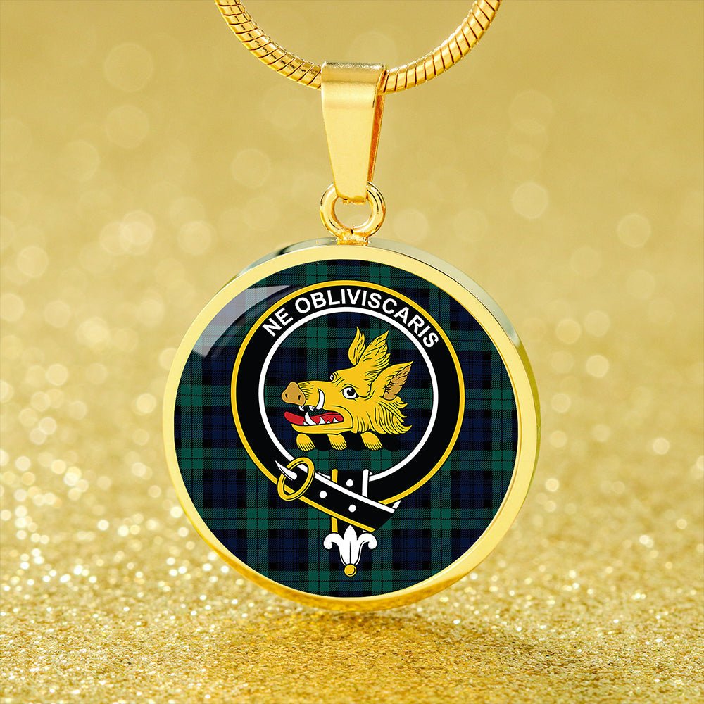 Campbell Modern 2 Tartan Crest Circle Necklace