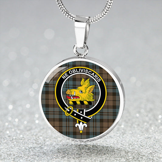 Campbell The 42nd Weathered Tartan Crest Circle Necklace