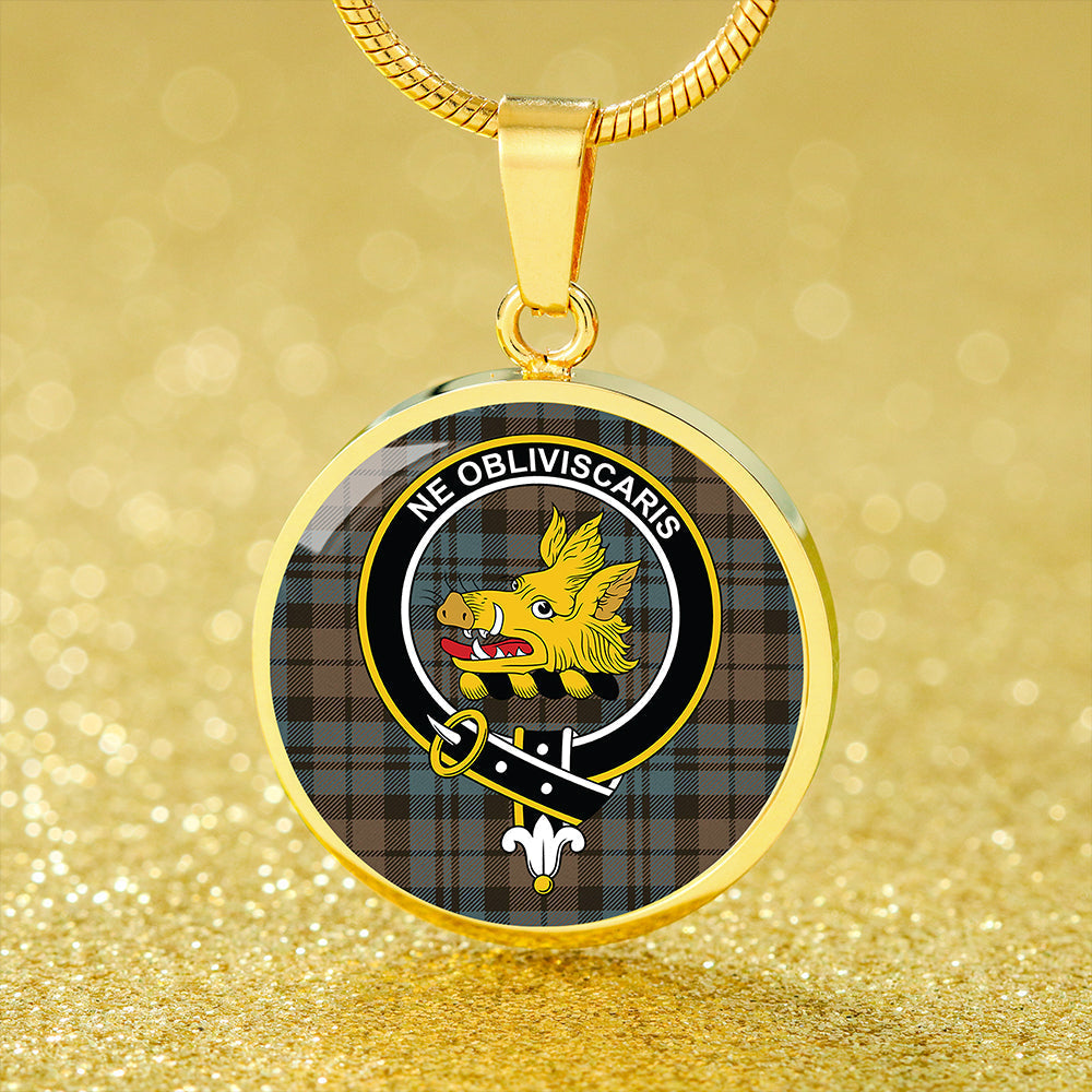 Campbell The 42nd Weathered Tartan Crest Circle Necklace