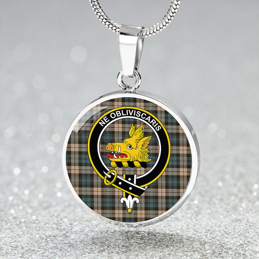 Campbell Weathered 2 Tartan Crest Circle Necklace