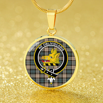 Campbell Weathered 2 Tartan Crest Circle Necklace