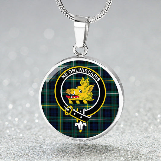 Campbell of Argyll Modern 2 Tartan Crest Circle Necklace