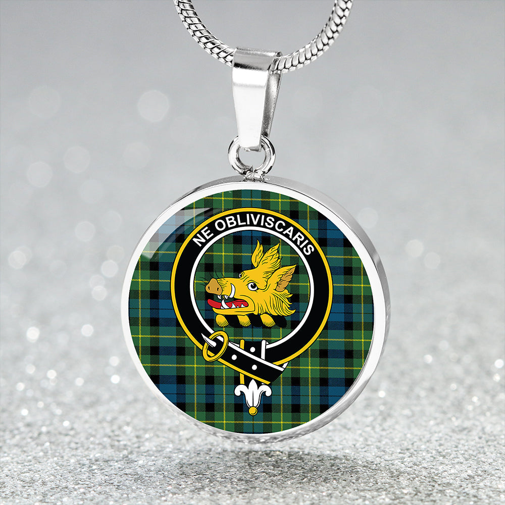 Campbell of Breadalbane 1819 Modern 2 Tartan Crest Circle Necklace