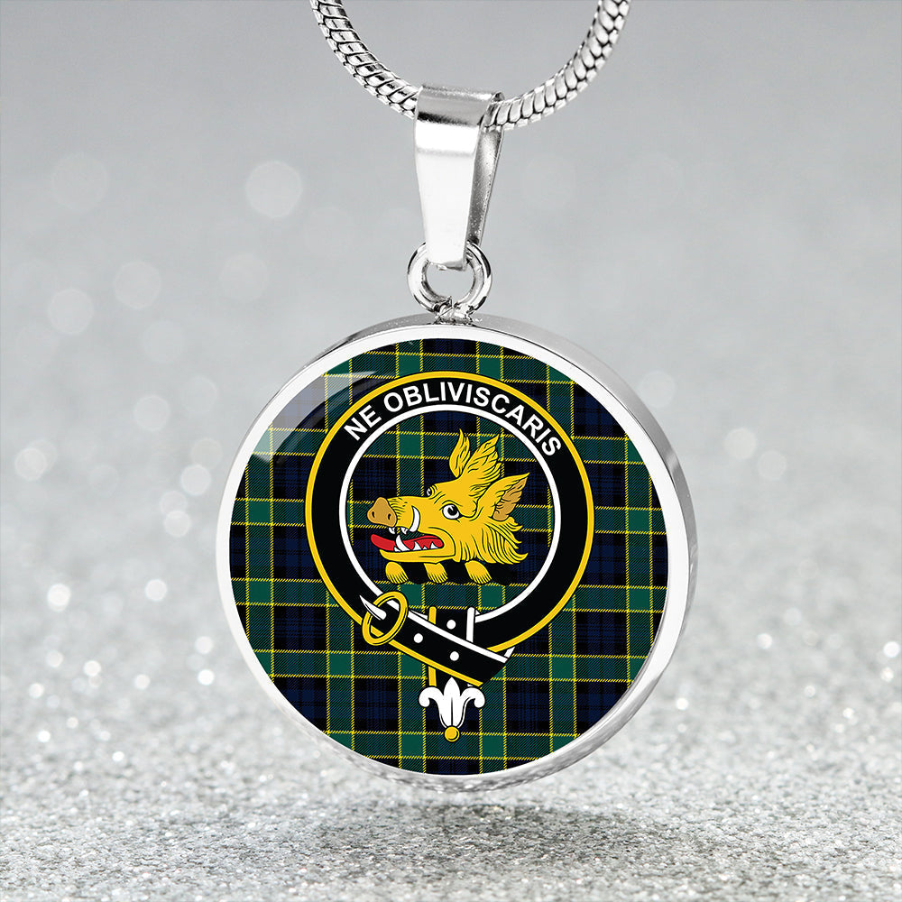 Campbell of Breadalbane Modern 2 Tartan Crest Circle Necklace