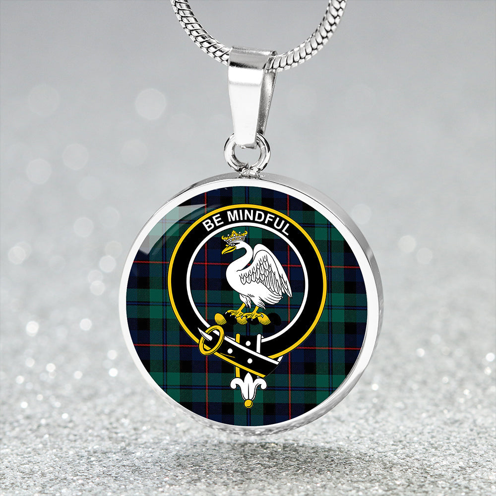 Campbell of Cawdor Modern 2 Tartan Crest Circle Necklace