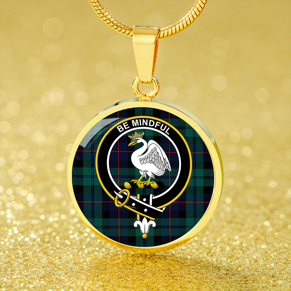 Campbell of Cawdor Modern 2 Tartan Crest Circle Necklace