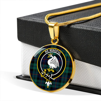 Campbell of Cawdor Modern 2 Tartan Crest Circle Necklace