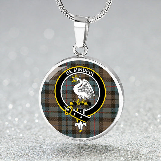 Campbell of Cawdor Weathered 2 Tartan Crest Circle Necklace