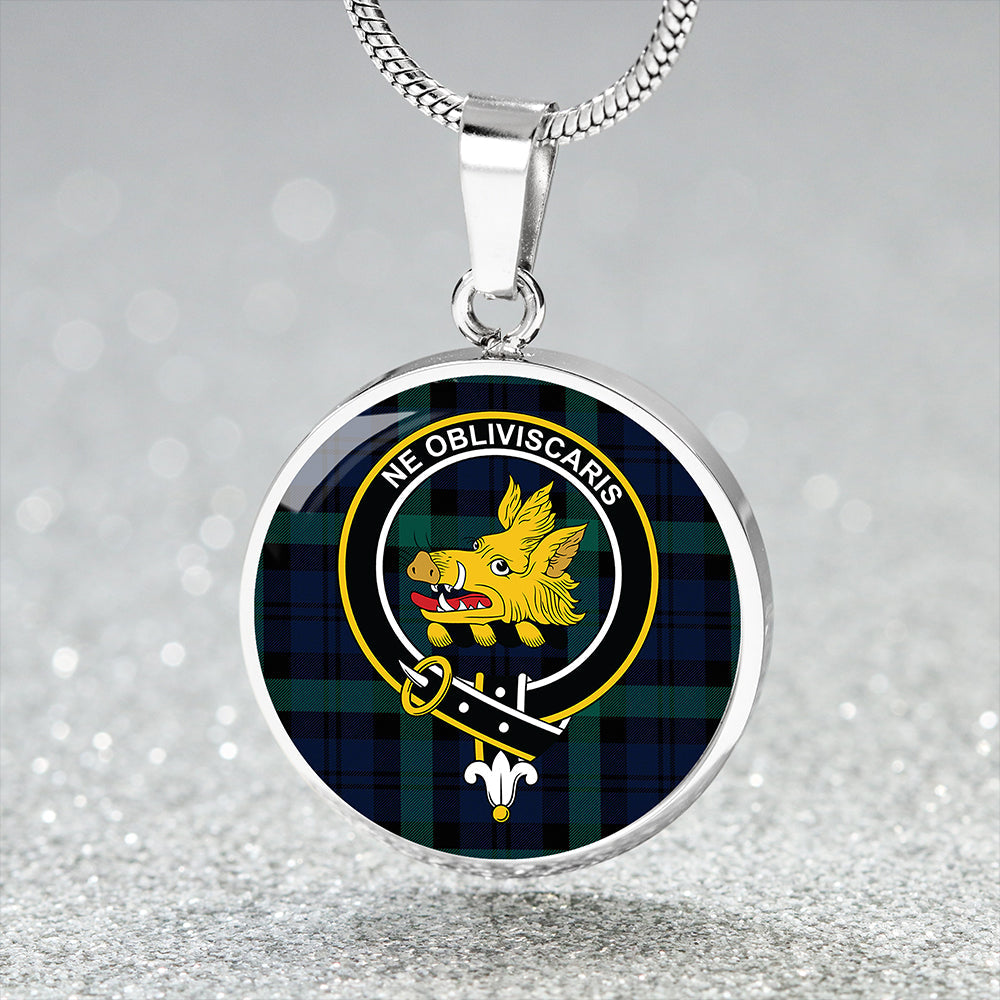 Campbell of Glenlyon Modern 2 Tartan Crest Circle Necklace