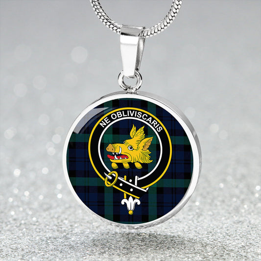 Campbell of Glenlyon Modern 2 Tartan Crest Circle Necklace