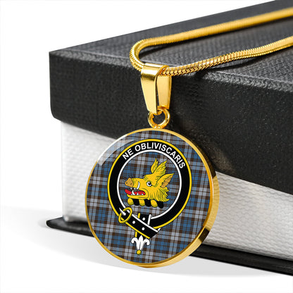 Campbell of Inveraray Modern 2 Tartan Crest Circle Necklace