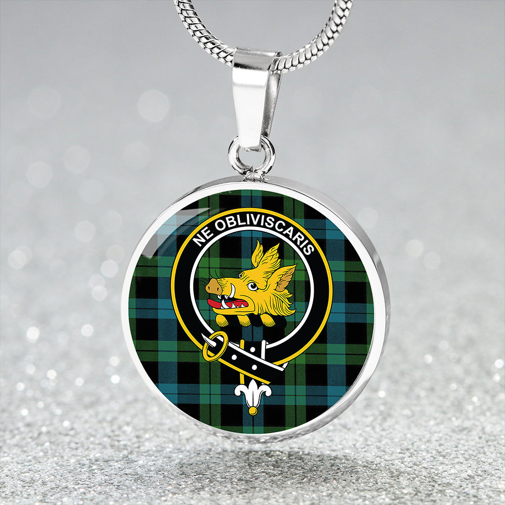 Campbell of Lochawe Ancient 2 Tartan Crest Circle Necklace