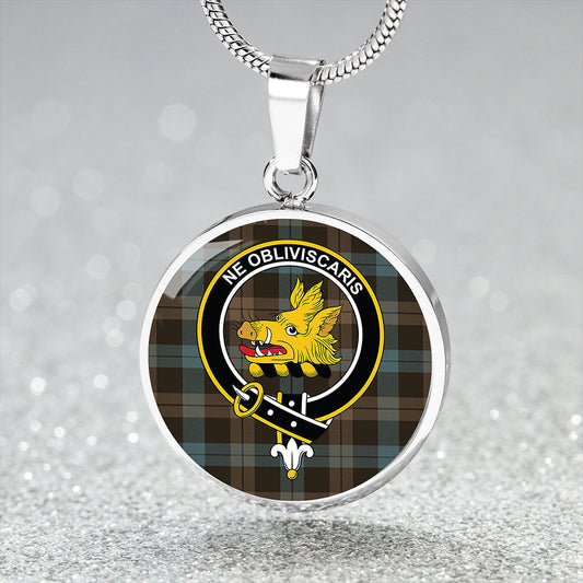 Campbell of Lochawe Weathered 2 Tartan Crest Circle Necklace