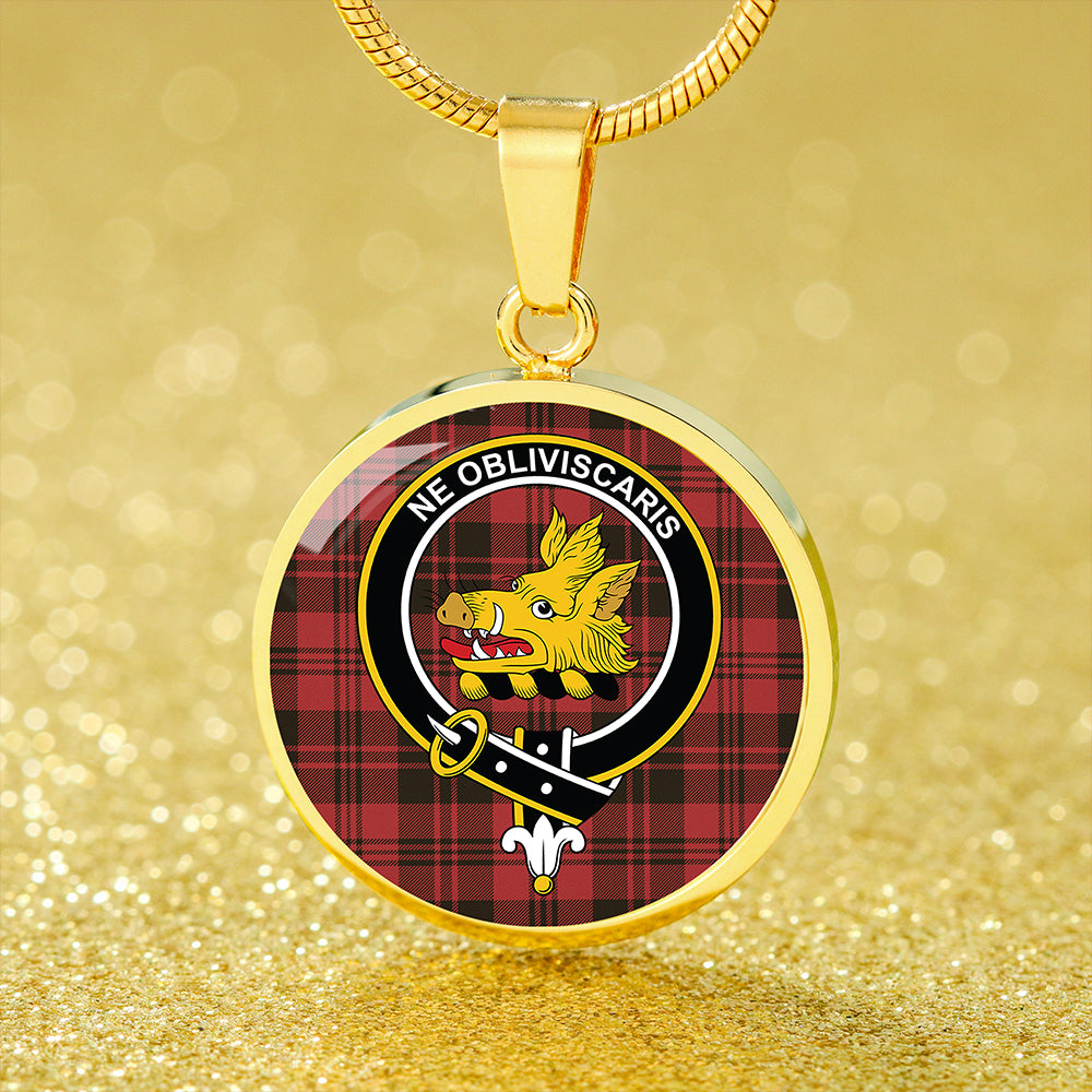 Campbell of Lochlane Weathered 2 Tartan Crest Circle Necklace