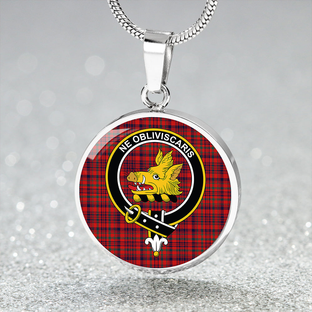 Campbell of Loudon Plaid Modern 2 Tartan Crest Circle Necklace