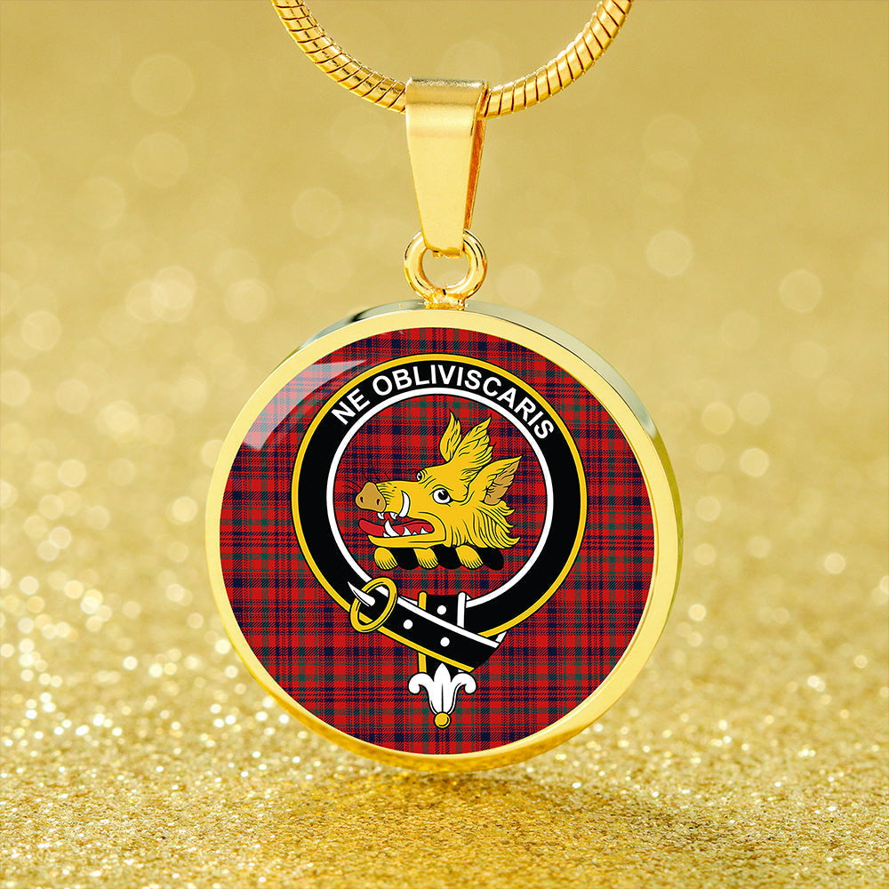 Campbell of Loudon Plaid Modern 2 Tartan Crest Circle Necklace