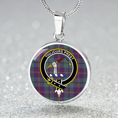 Carmichael Weathered 2 Tartan Crest Circle Necklace