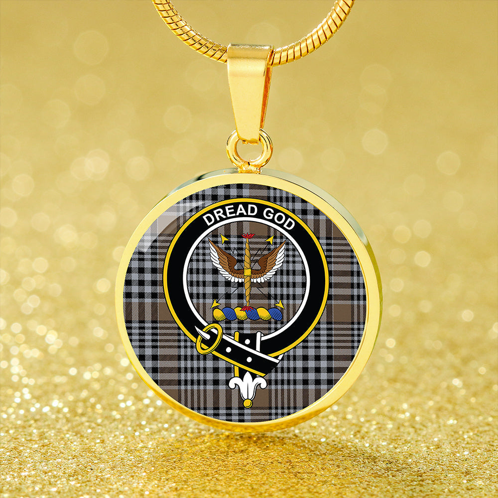 Carnegie Check Ancient Tartan Crest Circle Necklace