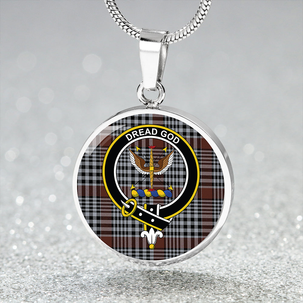 Carnegie Check Modern Tartan Crest Circle Necklace