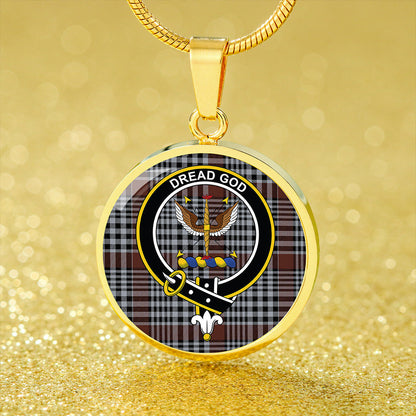 Carnegie Check Modern Tartan Crest Circle Necklace