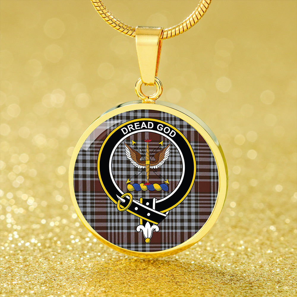 Carnegie Check Weathered Tartan Crest Circle Necklace