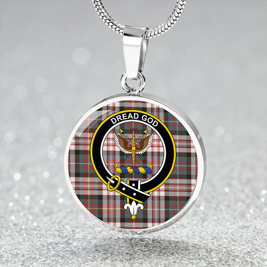 Carnegie Dress Weathered Tartan Crest Circle Necklace