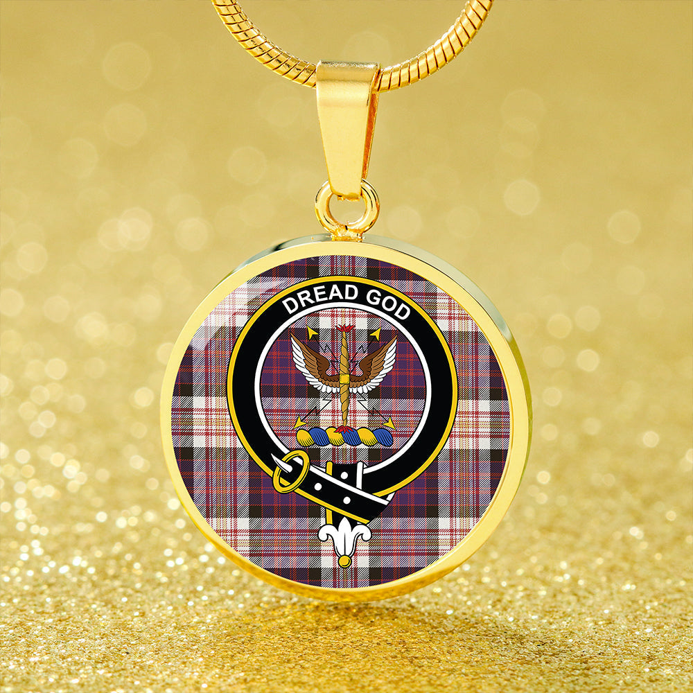 Carnegie New Weathered Tartan Crest Circle Necklace