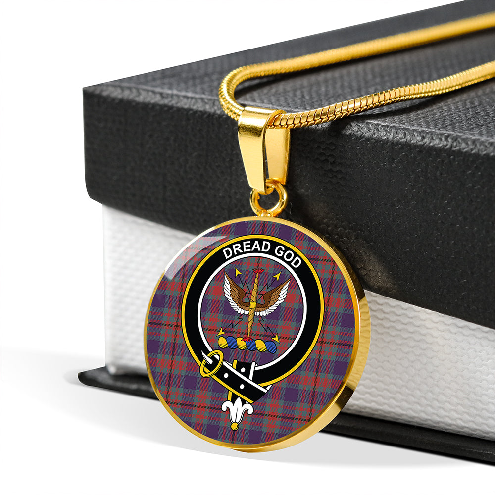 Carnegie Weathered Tartan Crest Circle Necklace