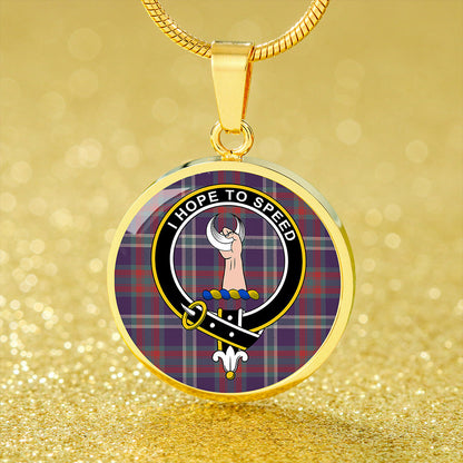 Cathcart Weathered Tartan Crest Circle Necklace