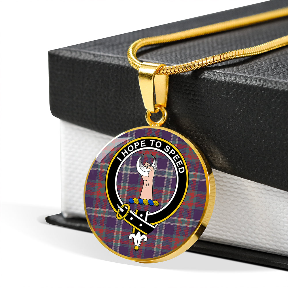 Cathcart Weathered Tartan Crest Circle Necklace