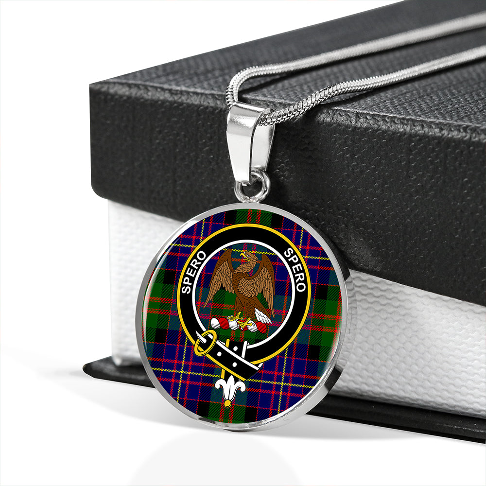 Chalmers Modern Tartan Crest Circle Necklace