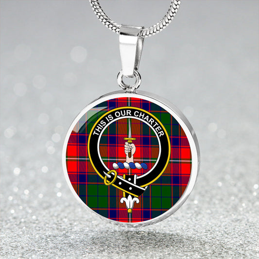 Charteris District Tartan Crest Circle Necklace