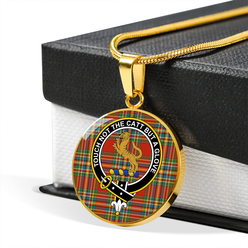 Chattan Ancient Tartan Crest Circle Necklace