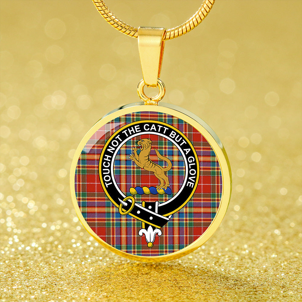 Chattan Chief Ancient Tartan Crest Circle Necklace