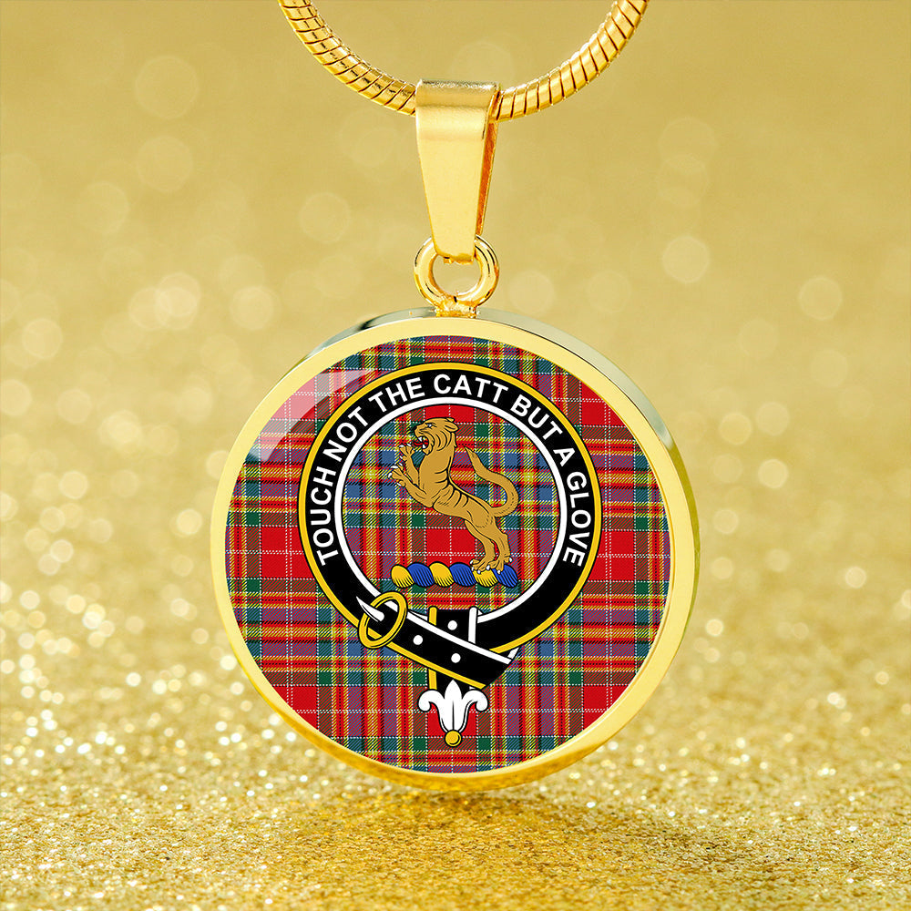 Chattan Chief Modern Tartan Crest Circle Necklace