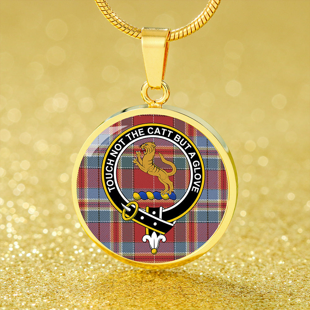 Chattan Chief Weathered Tartan Crest Circle Necklace