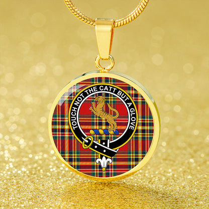 Chattan Modern Tartan Crest Circle Necklace