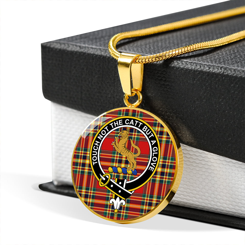 Chattan Modern Tartan Crest Circle Necklace