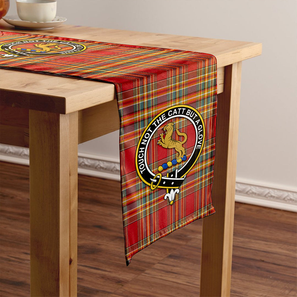 Chattan Weathered Tartan Crest Table Runner