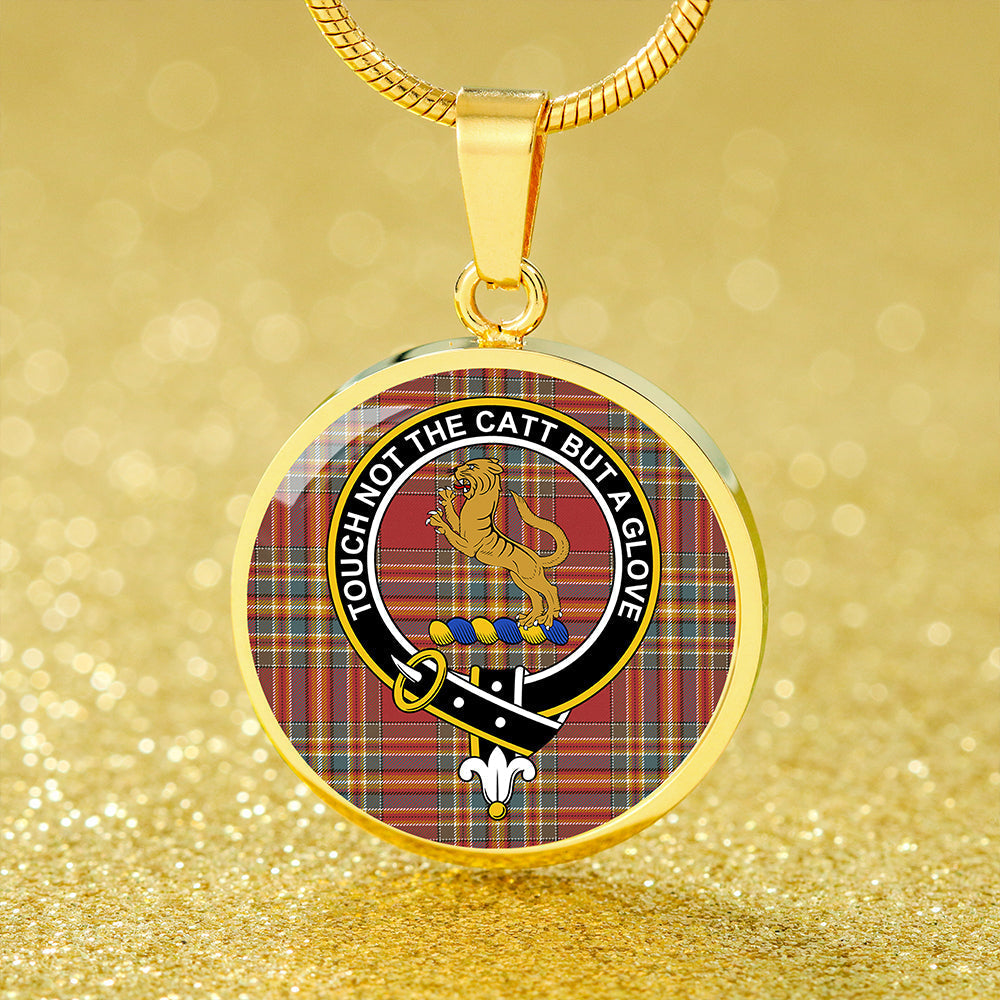 Chattan Weathered Tartan Crest Circle Necklace