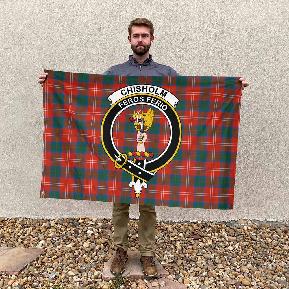 Chisholm Ancient Tartan Classic Crest House Flag