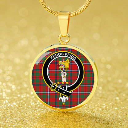 Chisholm Artifact Modern Tartan Crest Circle Necklace