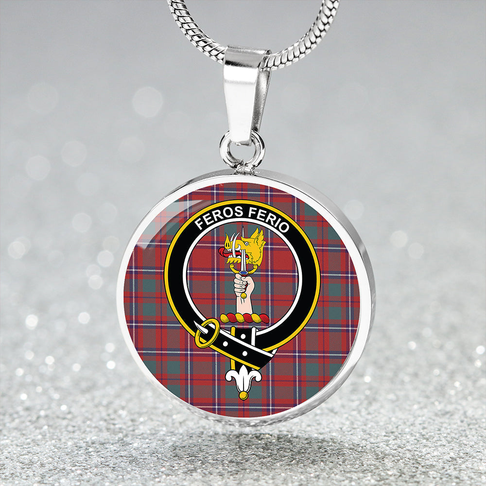 Chisholm Artifact Weathered Tartan Crest Circle Necklace