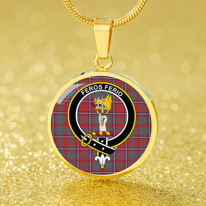 Chisholm Artifact Weathered Tartan Crest Circle Necklace