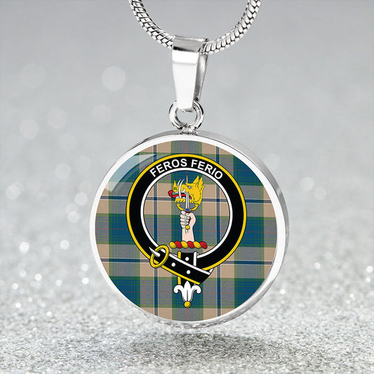 Chisholm Colonial Modern Tartan Crest Circle Necklace