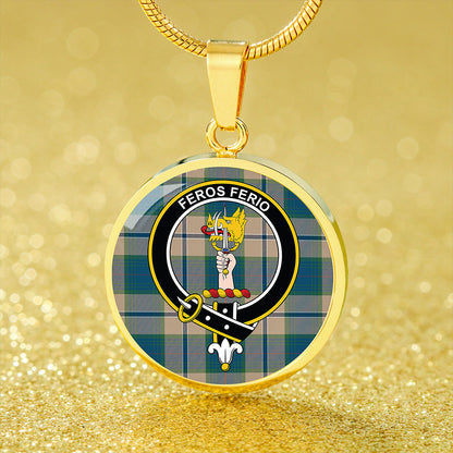 Chisholm Colonial Modern Tartan Crest Circle Necklace