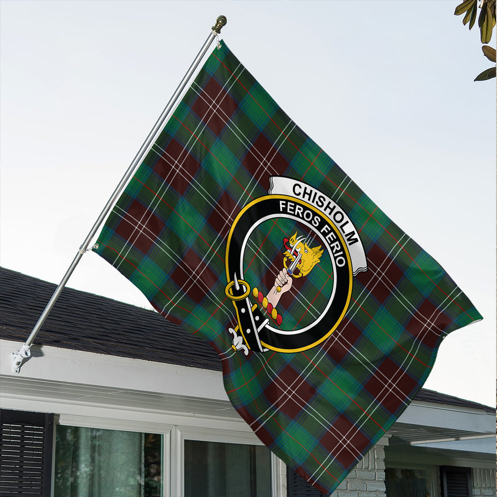 Chisholm Hunting Ancient Tartan Classic Crest House Flag