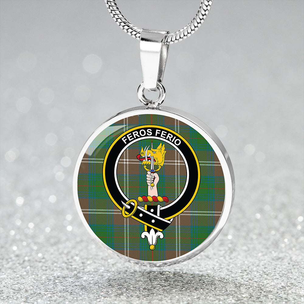 Chisholm Hunting Ancient Tartan Crest Circle Necklace