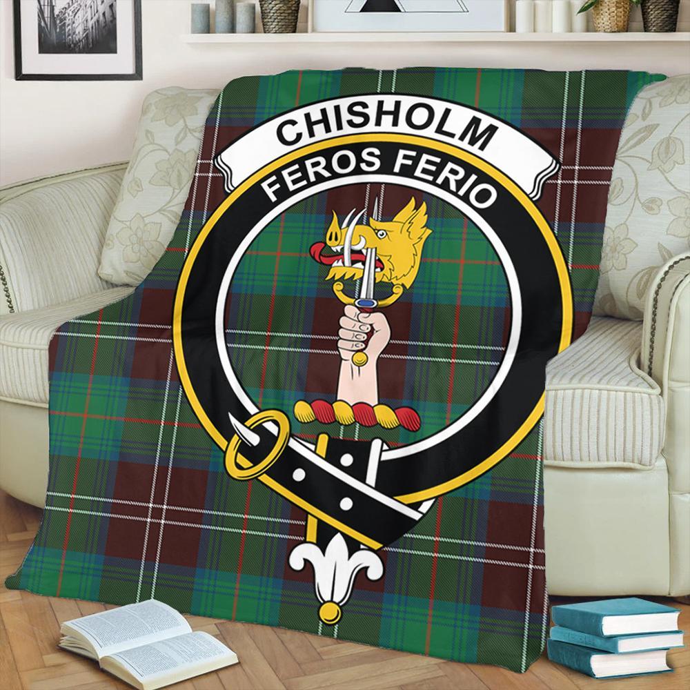 Chisholm Hunting Ancient Tartan Crest Premium Blanket